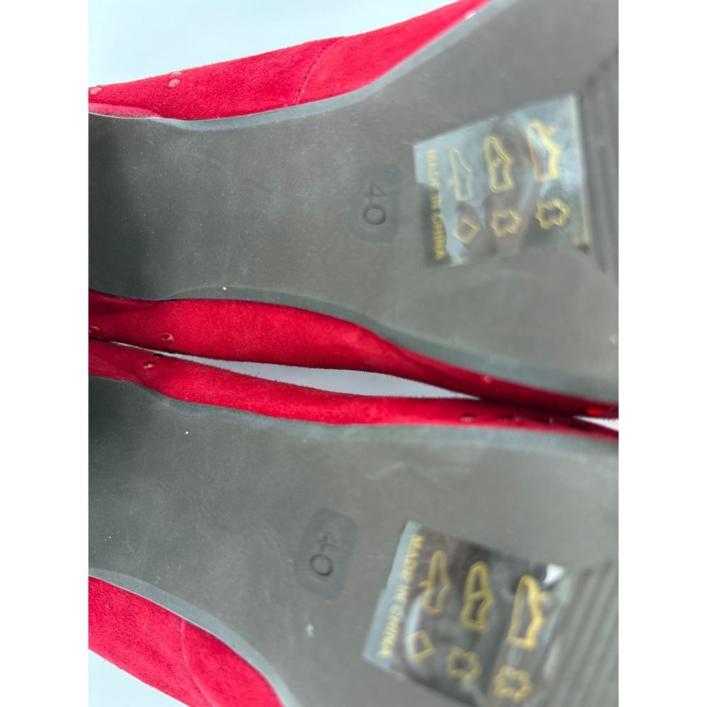 Miss L Fire Poiret Red Glitter 1940s Rockabilly Heels US 9 EU 40 - Picture 8 of 9